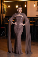 Brown Long Beaded Evening Dress ABU5363