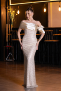 Long Beige Beaded Evening Dress ABU5434