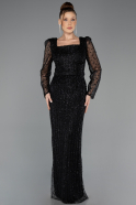 Long Black Beaded Evening Dress ABU5431
