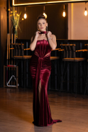 Long Burgundy Velvet Evening Dress ABU5437