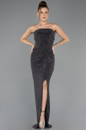 Long Black-Silver Prom Gown ABU5445