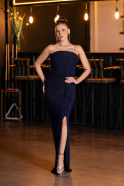 Long Navy Blue Prom Gown ABU5445