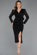 Midi Black Beaded Party Dress ABK2466
