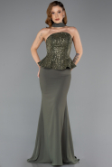 Long Olive Drab Chiffon Evening Dress ABU5457