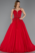 Long Red Chiffon Plus Size Engagement Dress ABU5469