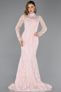 Long Powder Color Dantelle Plus Size Haute Couture Dress ABU5473