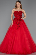 Long Red Plus Size Engagement Dress ABU5471