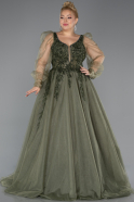 Long Olive Drab Plus Size Haute Couture Dress ABU4608