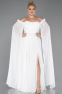 Long White Chiffon Plus Size Evening Dress ABU3464