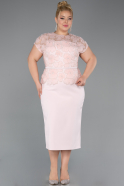 Midi Powder Color Dantelle Plus Size White Prom Dress ABK2448