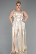 Long Gold Plus Size Prom Dress ABU5357