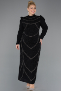 Long Black Plus Size Hijab Dress ABU5411