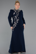 Long Navy Blue Plus Size Hijab Dress ABU5395
