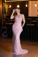 Long Powder Color Special Design Engagement Dress ABU5458