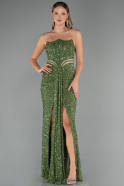 Oil Green Long Evening Dress ABU5185