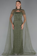 Long Olive Drab Beaded Evening Dress ABU5483