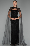 Long Black Beaded Evening Dress ABU5483