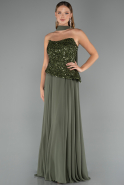 Long Olive Drab Chiffon Evening Dress ABU5486
