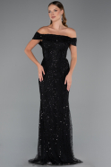 Long Black Beaded Evening Dress ABU5492