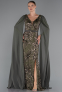 Long Olive Drab Beaded Evening Dress ABU5248