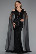 Long Black Beaded Evening Dress ABU5497