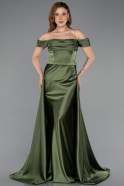 Long Olive Drab Satin Evening Dress ABU5507