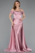 Long Powder Color Satin Evening Dress ABU5507