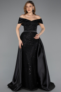 Long Black Beaded Evening Dress ABU5503