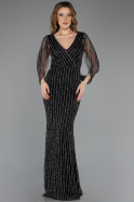 Long Black Stony Evening Dress ABU5475