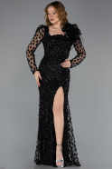 Long Black Scaly Evening Dress ABU5516