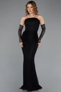 Long Black Dantelle Evening Dress ABU5510