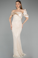 Long Beige Scaly Evening Dress ABU5529