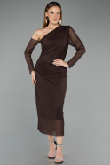 Midi Brown Stony Cocktail Dress ABK2493
