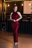 Burgundy Long Evening Dress ABK2474
