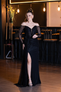 Long Black Dantelle Evening Dress ABU5509