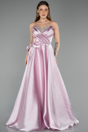 Long Powder Color Satin Evening Dress ABU5541