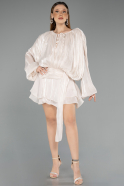 Mini Beige Chiffon Party Dress ABK2499
