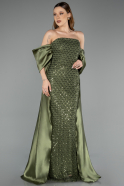 Olive Drab Long Beaded Evening Dress ABU5234