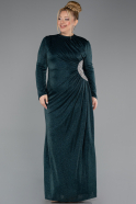 Long Emerald Green Plus Size Hijab Dress ABU5502