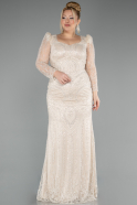 Long Beige Beaded Evening Dress ABU5387