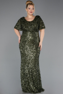 Olive Drab Long Scaly Plus Size Evening Dress ABU4926