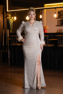 Beige Long Scaly Plus Size Evening Dress ABU3505