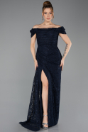 Long Navy Blue Laced Evening Dress ABU5553