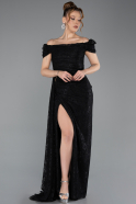 Long Black Laced Evening Dress ABU5553