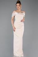 Beige Off Shoulder Long Evening Dress ABU5562