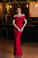 Red Off Shoulder Long Evening Dress ABU5562