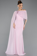 Powder Color Long Chiffon Evening Dress ABU5418