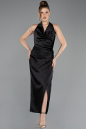Midi Black Satin Party Dress ABK2506