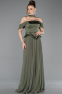 Long Olive Drab Chiffon Evening Dress ABU5327
