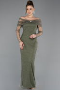 Olive Drab Long Beaded Evening Dress ABU5550